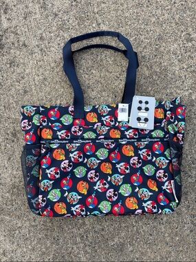 Disney Navy Tote with Colorful Mickey & Friends Circles NWT